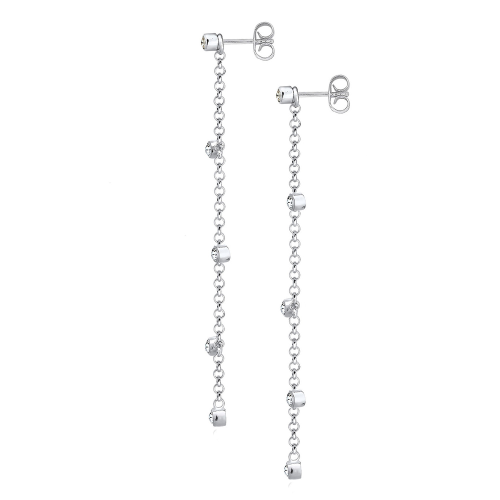 Elli Elli Boucles d'Oreilles Solitaire Élégant avec des Cristaux Femme - (925/1000) Ar Boucles d'oreilles