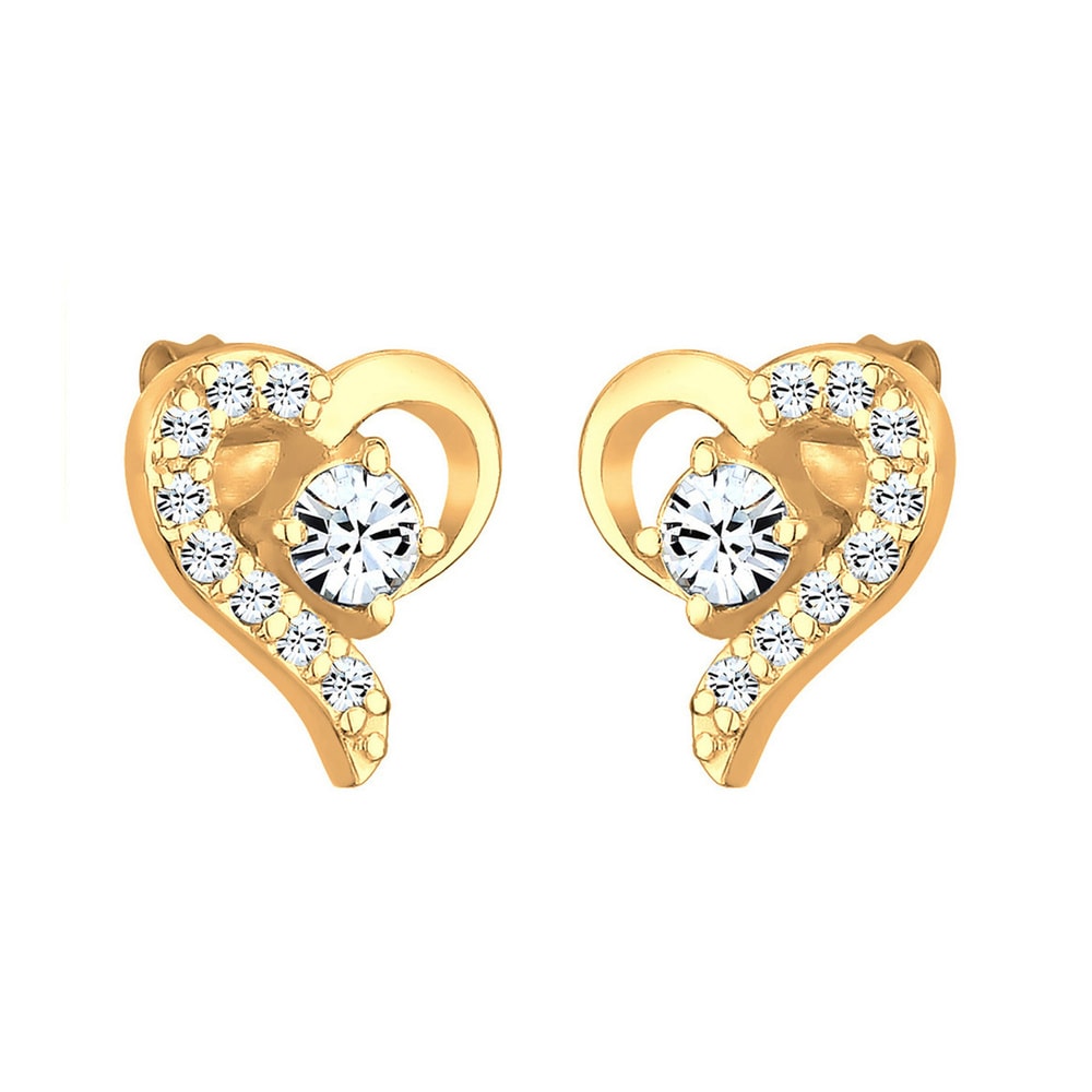 Elli Elli Boucles d'Oreilles Herz Kristalle Silber vergoldet Boucles d'oreilles