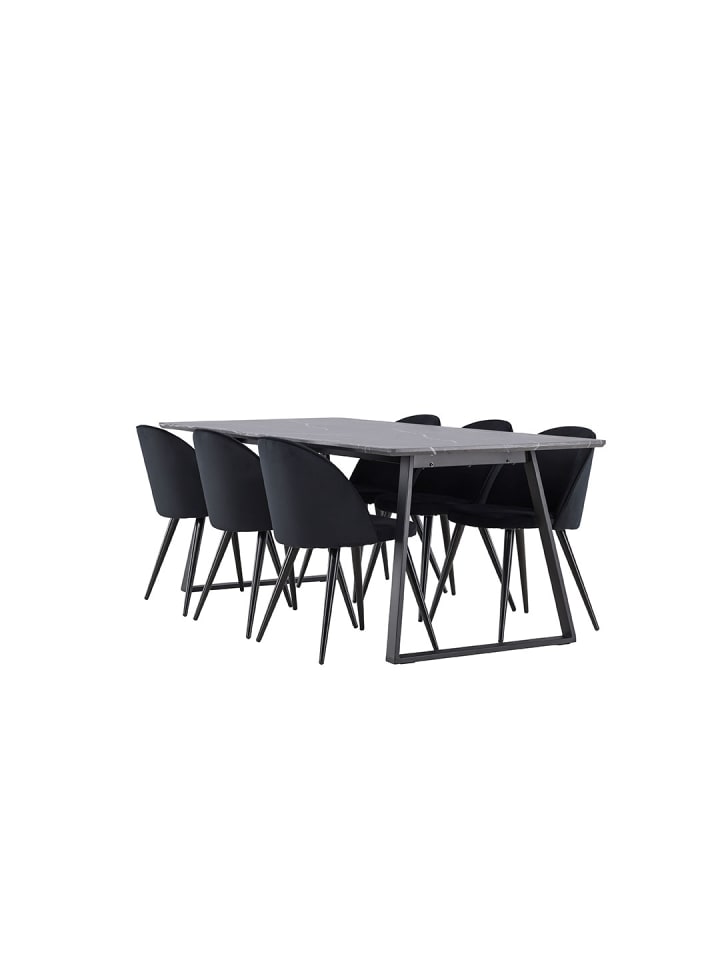 ebuy24 Essgruppe Malaga (7-teilig) Schwarz 200 x 90 cm günstig kaufen onesize