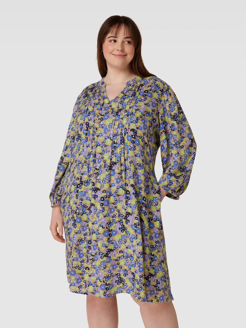 PLUS SIZE Knielanges Tunikakleid aus Viskose Modell 'Merla' in flieder