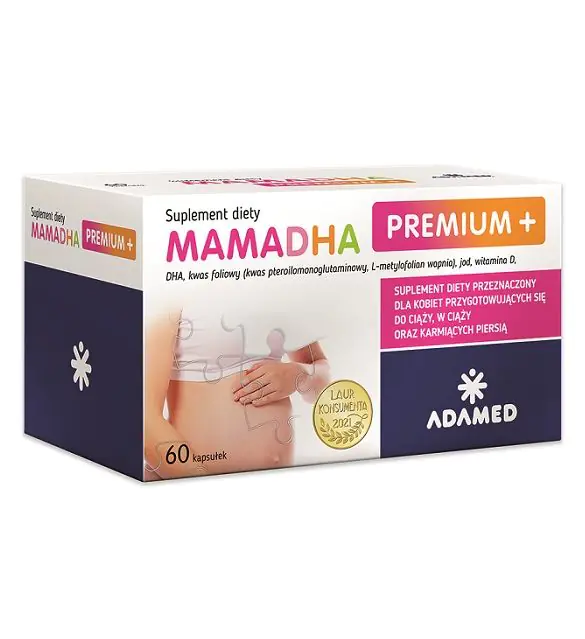 MamaDHA Premium+ maisto papildas moterims, planuojančioms nėštumą, nėščioms ir maitinančioms krūtimi. Kapsulės.