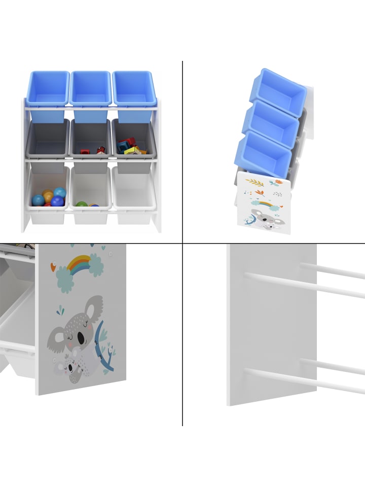 en.casa Kinderregal Muxía in Blau (H)60cm (B)62cm (T)26.5cm günstig kaufen onesize