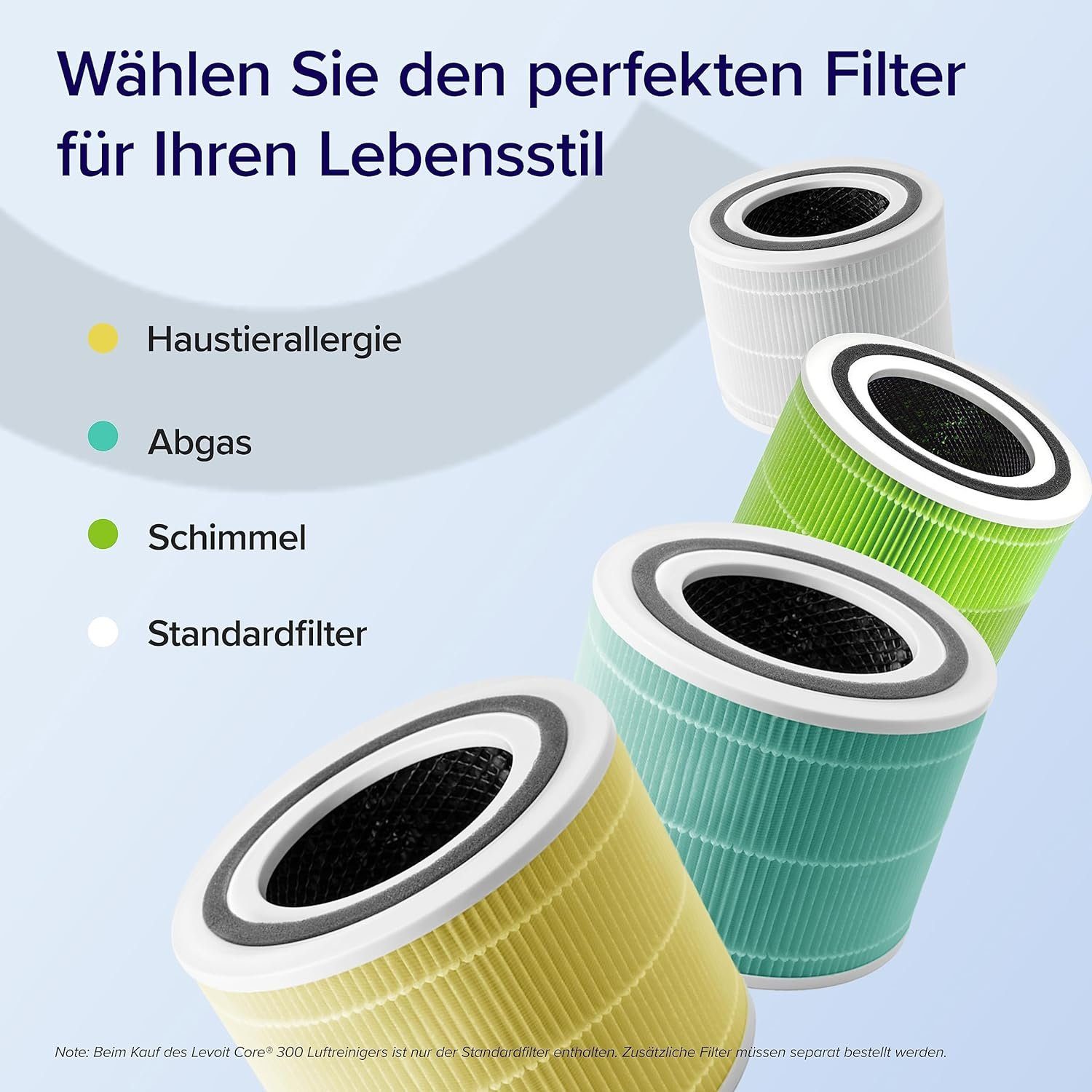 Levoit Luftreiniger HEPA Luftfilter für Allergiker, gegen Schimmel Staub Tierhaare, für 40 m² Räume, CADR 187m³/h Raucherzimmer, Timer leiser Schlafmodus 4 Ersatzfilter