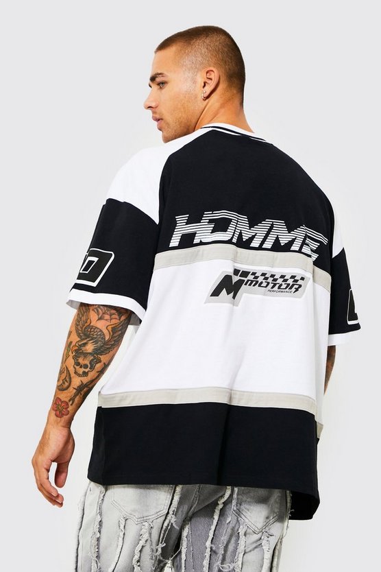 Oversize T-Shirt mit Motor Sport Print