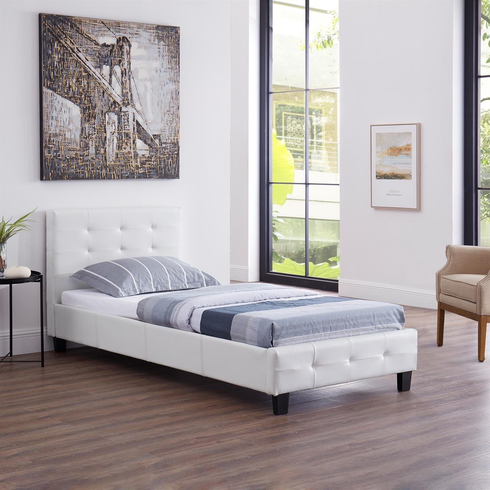 CARO-Möbel Polsterbett LIVERPOOL, Polsterbett Einzelbett Bettgestell Designbett 90x200 cm Lattenrost in