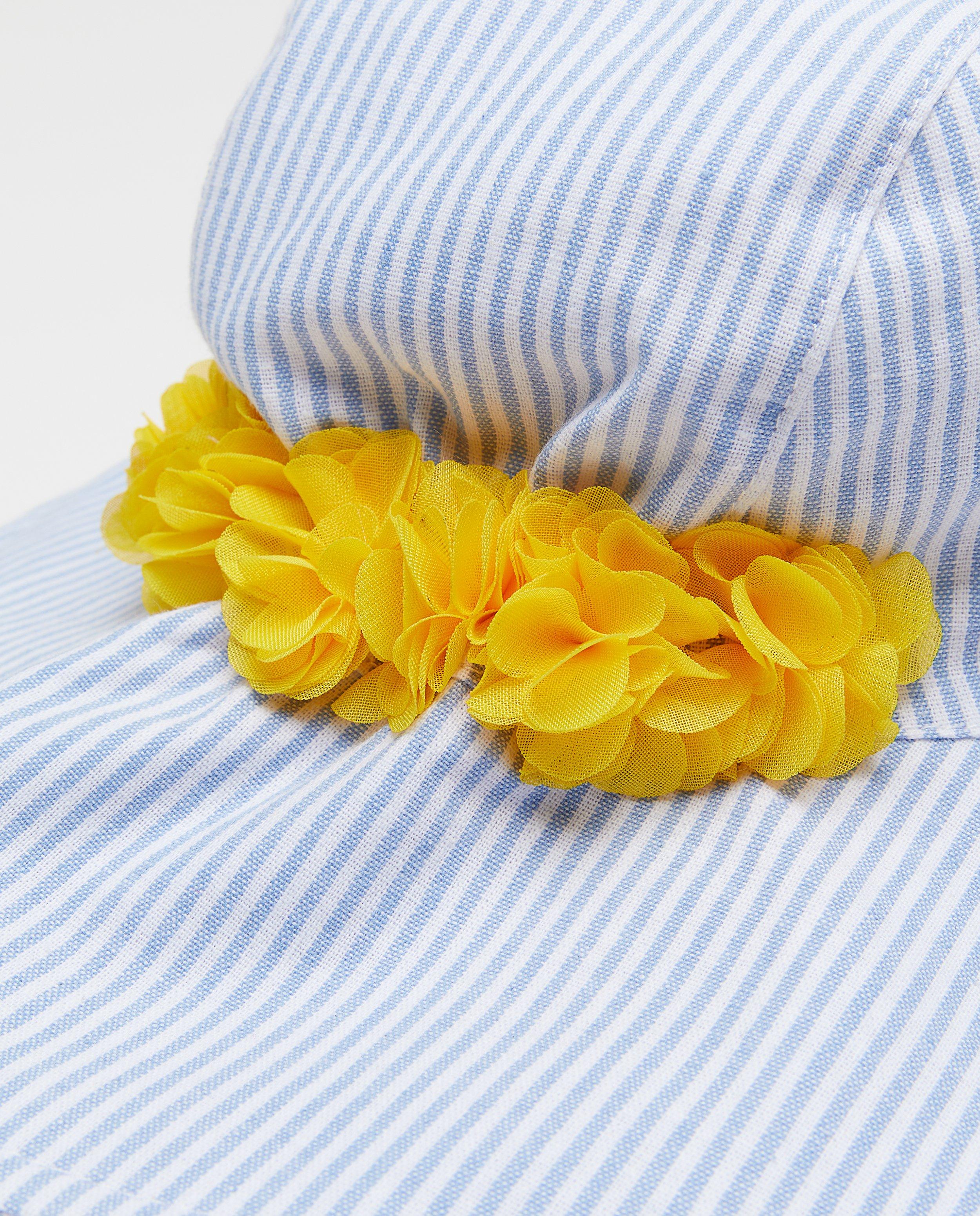 Pălărie de soare Cuddles and Smiles cu clapă de gât albastră