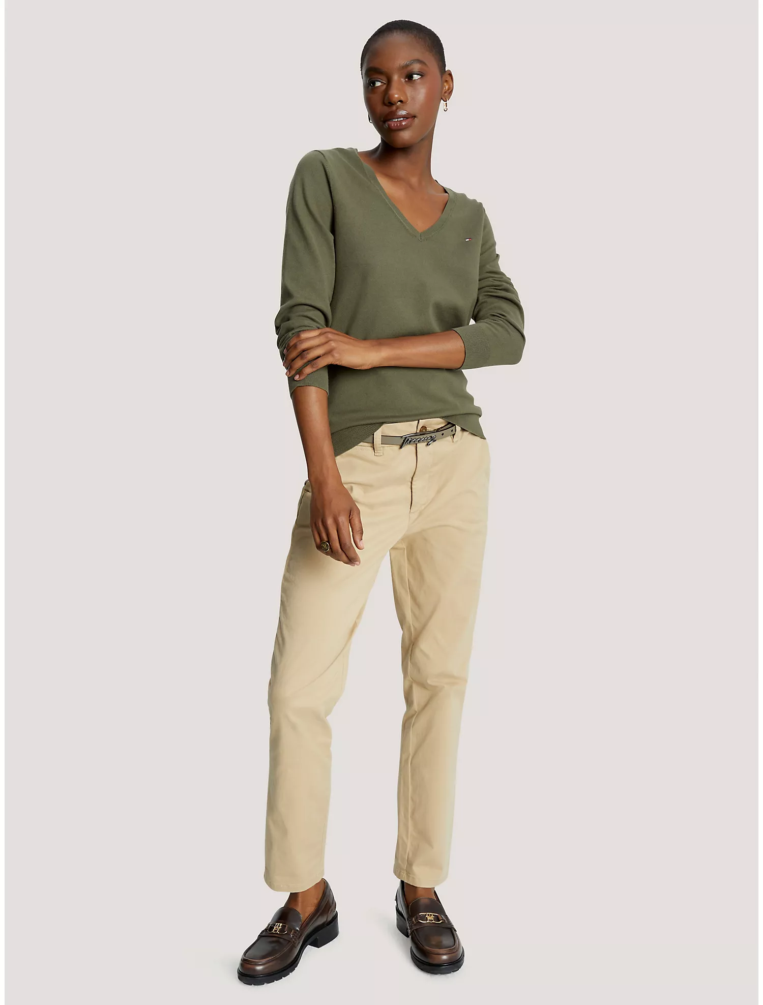 Solid V-Neck Sweater