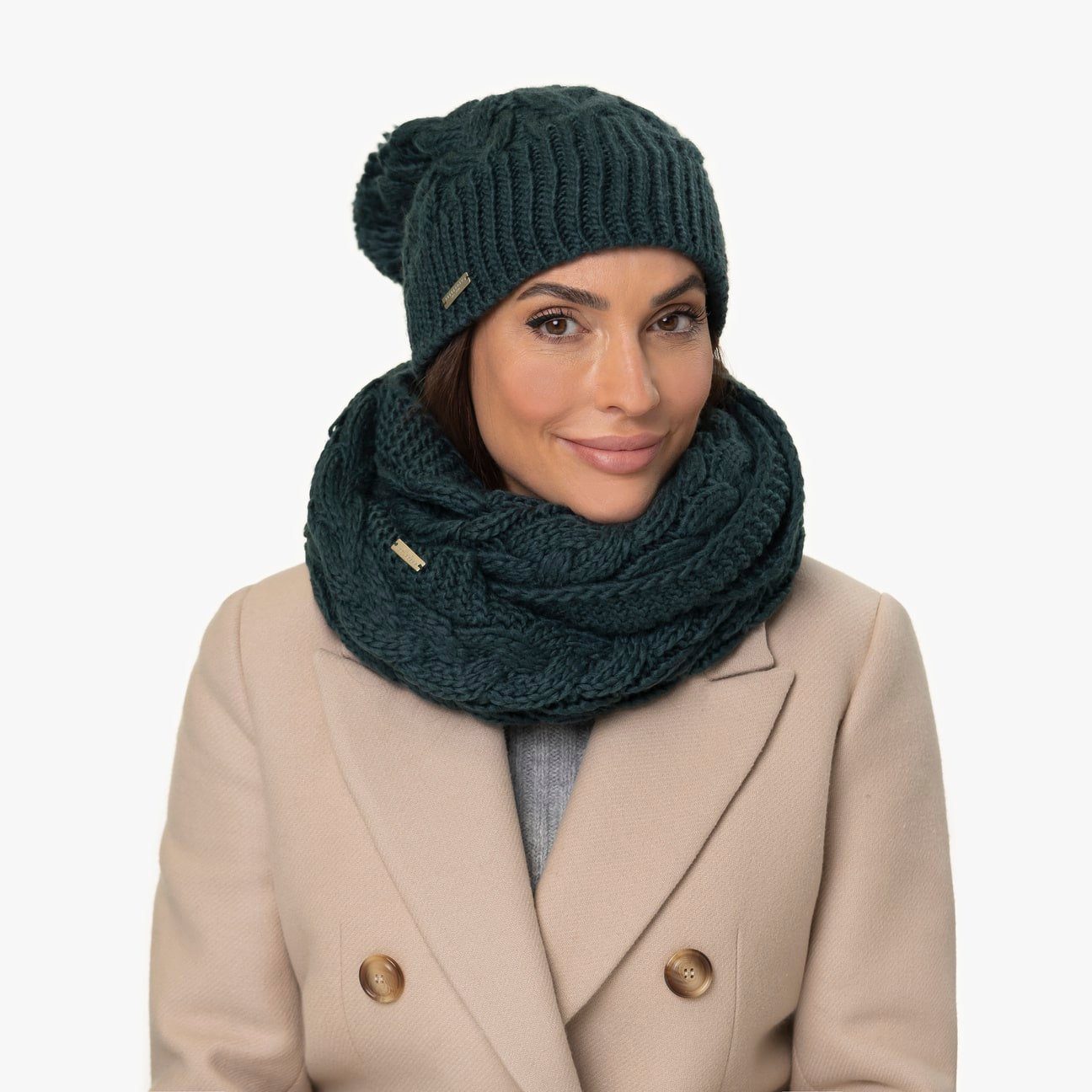 Seeberger Bommelmütze (1-St) Strickmütze mit Futter