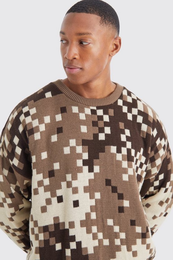 Oversize Camouflage Strickpullover