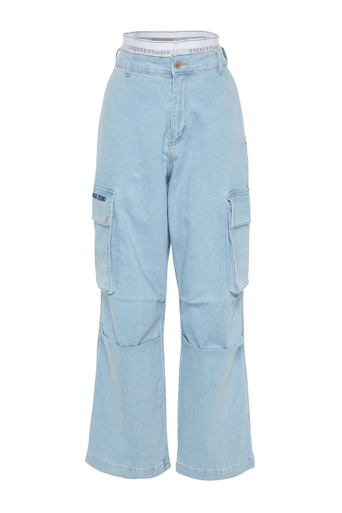 Trendyol Collection  X Sagaza Studio Blue Liastic Detaillierte Jeans TCLSS23JE00000