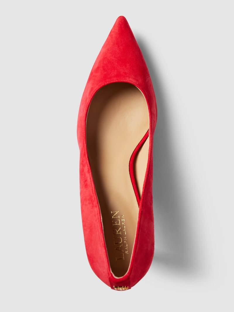 Pumps aus Leder mit Label-Applikation Modell 'LANETTE' in rot