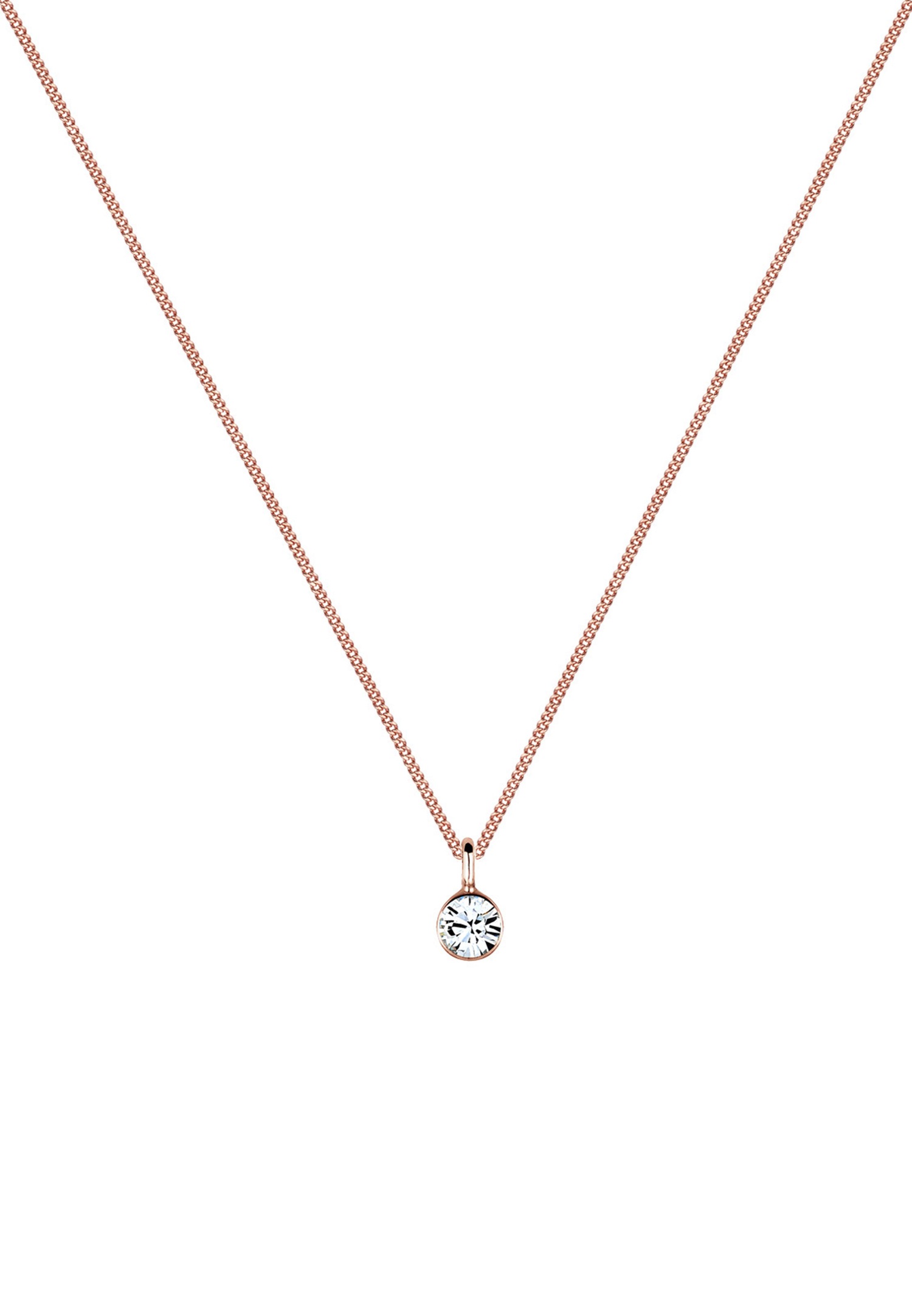 Ciondolo solitario basic da donna Elli con cristallo in argento sterling 925 placcato oro rosa