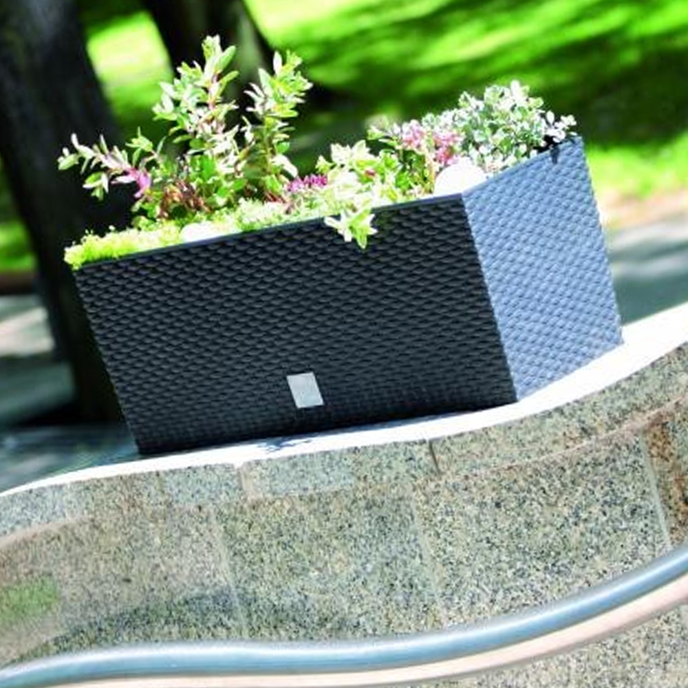 Powertec Garden Design-Pflanzkasten 2in1 in Rattanoptik, 30L, anthrazit 2er Set