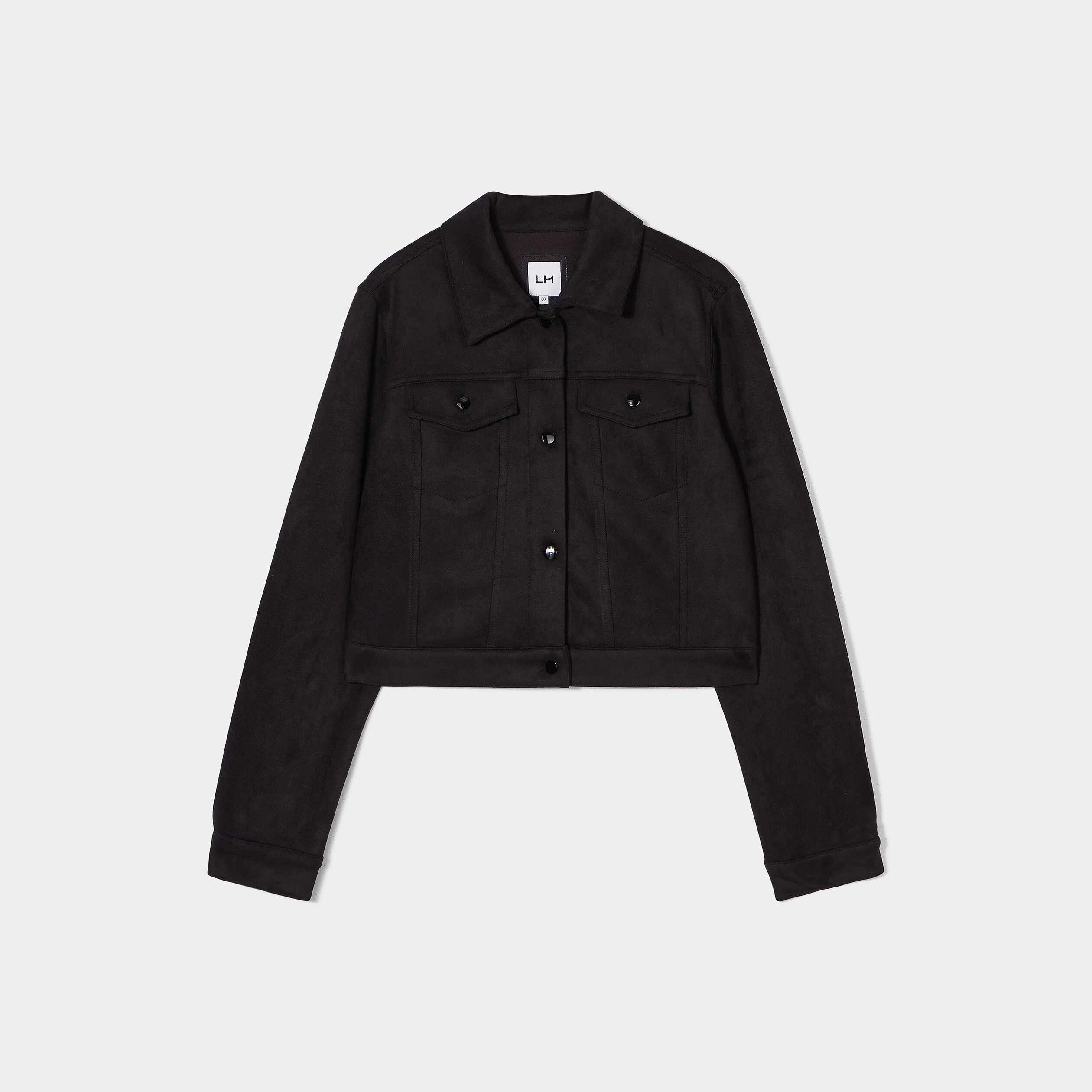 Veste suédine ajustée boutonnée noir femme | La Halle