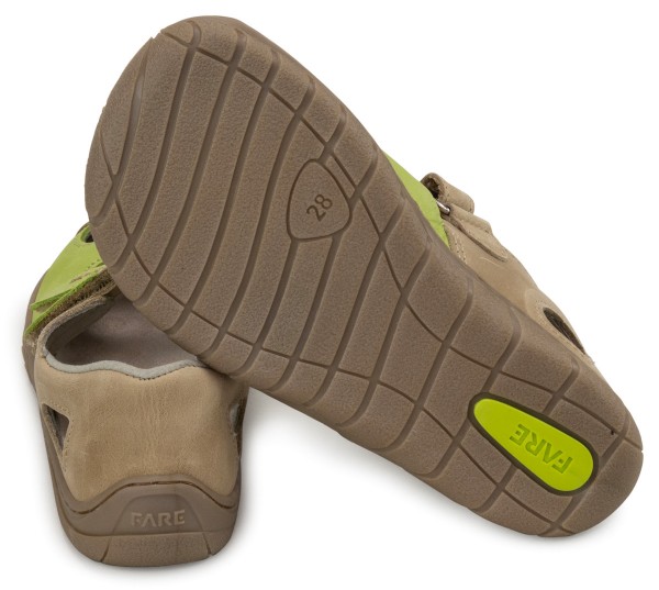 Fare Bare |vB ~ Leder Sandale ~ Beige/Grün