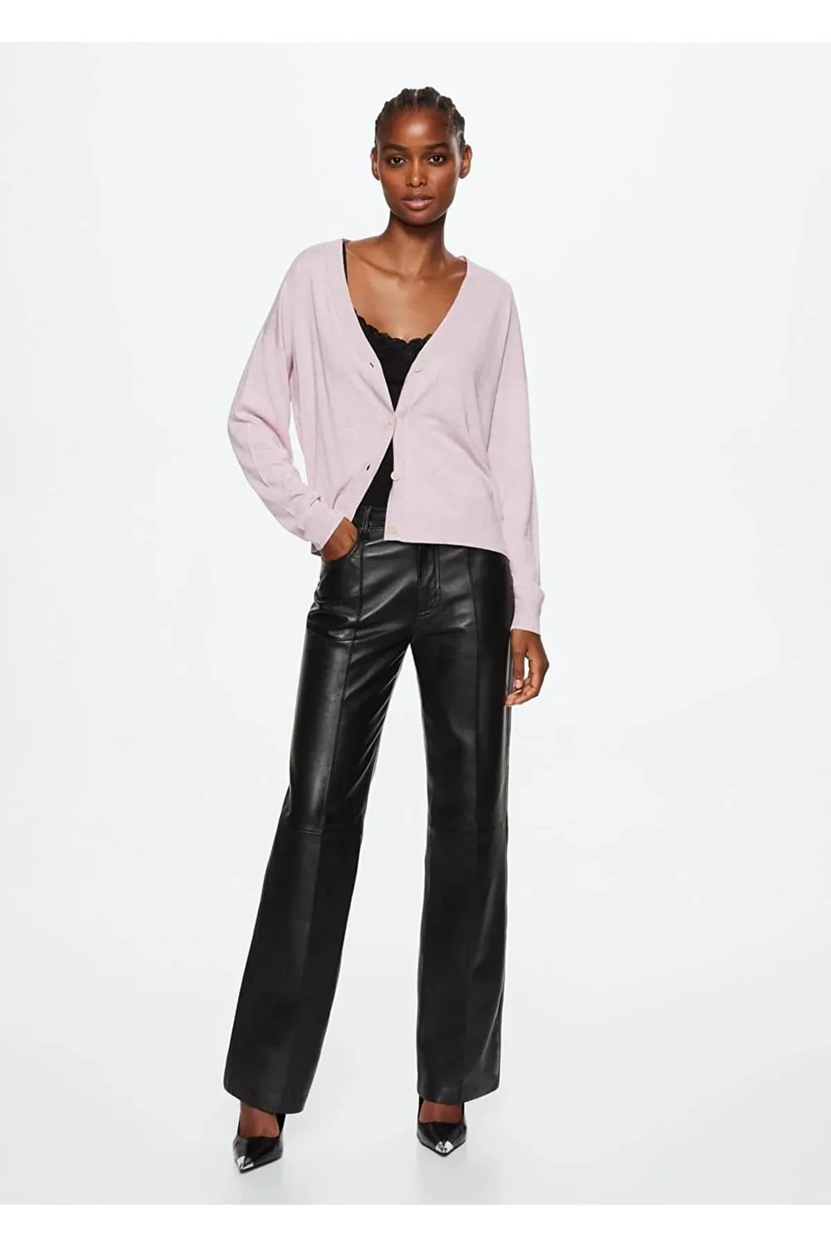 MANGO  Strickjacke - Lila - Regular Fit