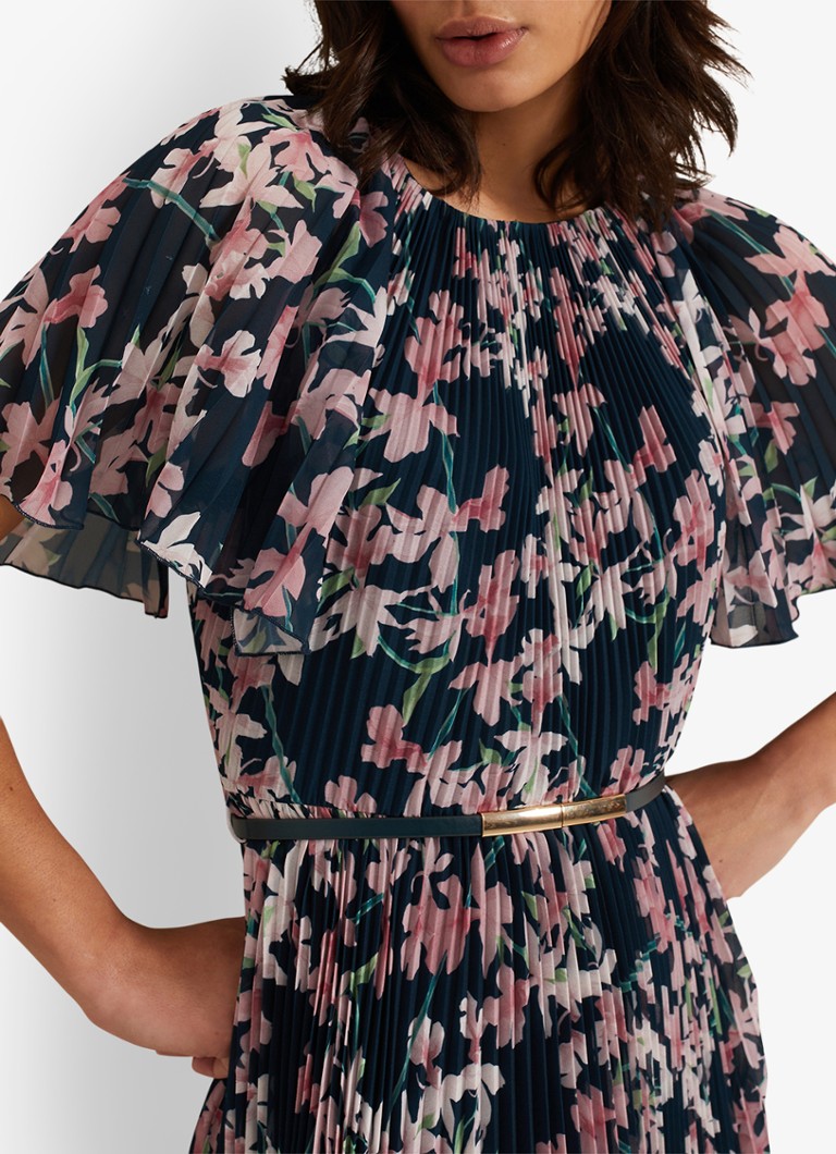 Vestido midi Kathleen de Phase Eight, con estampado floral y pliegues.