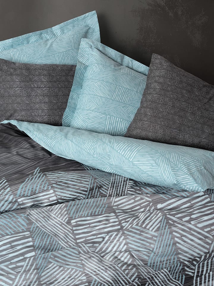 Elizabed Satin-Bettwäsche-Set in Grau/ Türkis günstig kaufen