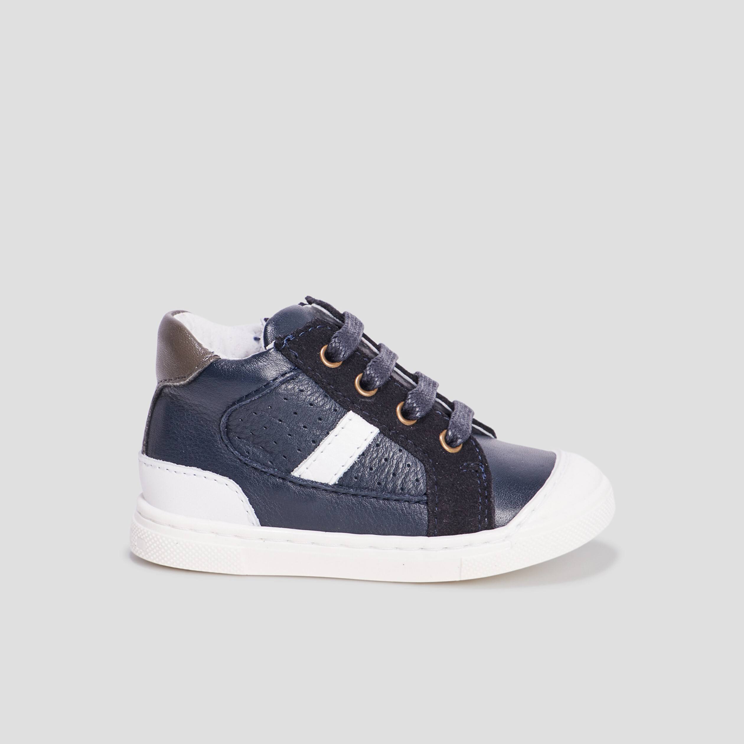 Bottillons zippés en cuir bleu marine bébé garçon | La Halle