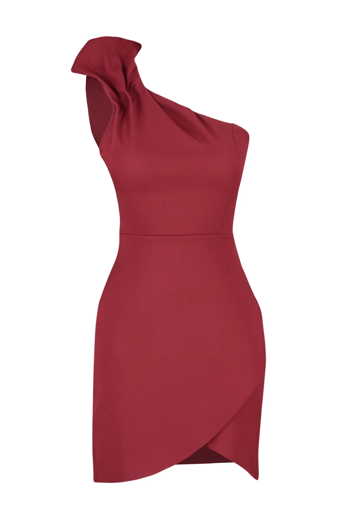 Trendyol Collection  Elegantes Abendkleid mit weinrotem Kragendetail TPRSS22EL1397