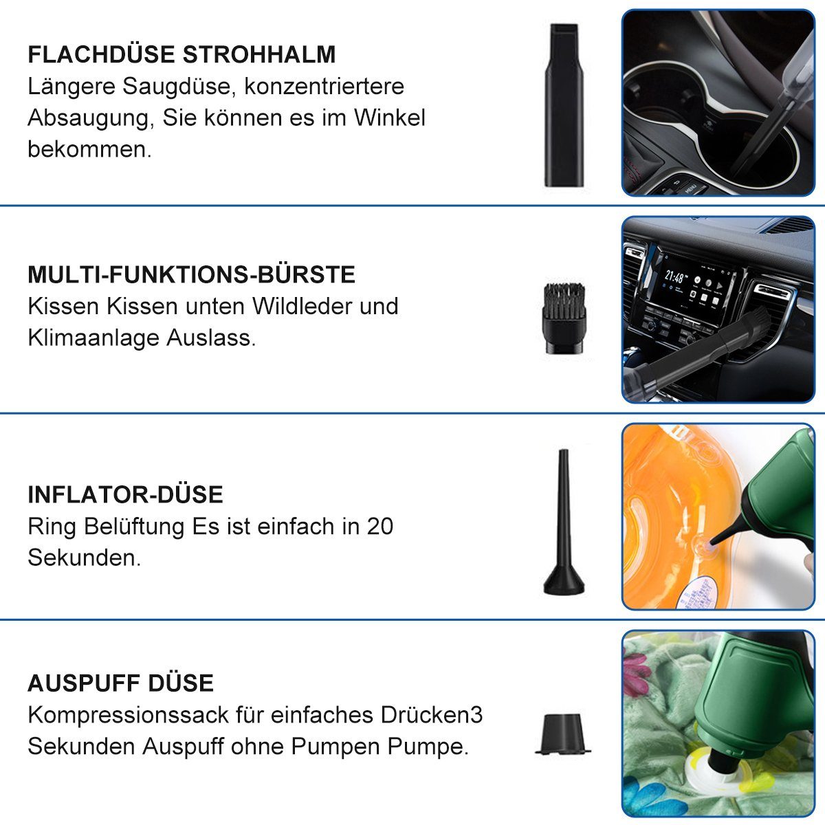 7Magic Akku-Handstaubsauger Kabelloser Handstaubsauger, 9000PA Mini Handstaubsauger Akku Stark, 120 W, beutellos, 4000mah 120W Autostaubsauger Wiederaufladbar, mit HEPA Filter