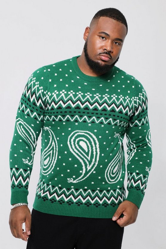 Plus Weihnachtspullover mit Paisley-Print