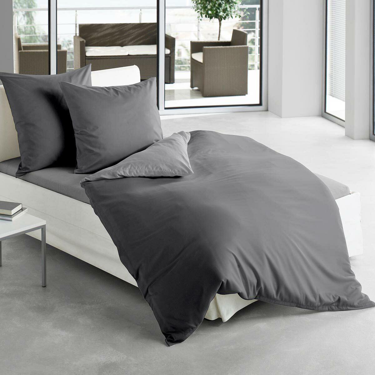 Traumschlaf Mako-Satin Uni Wendebettwäsche Premium