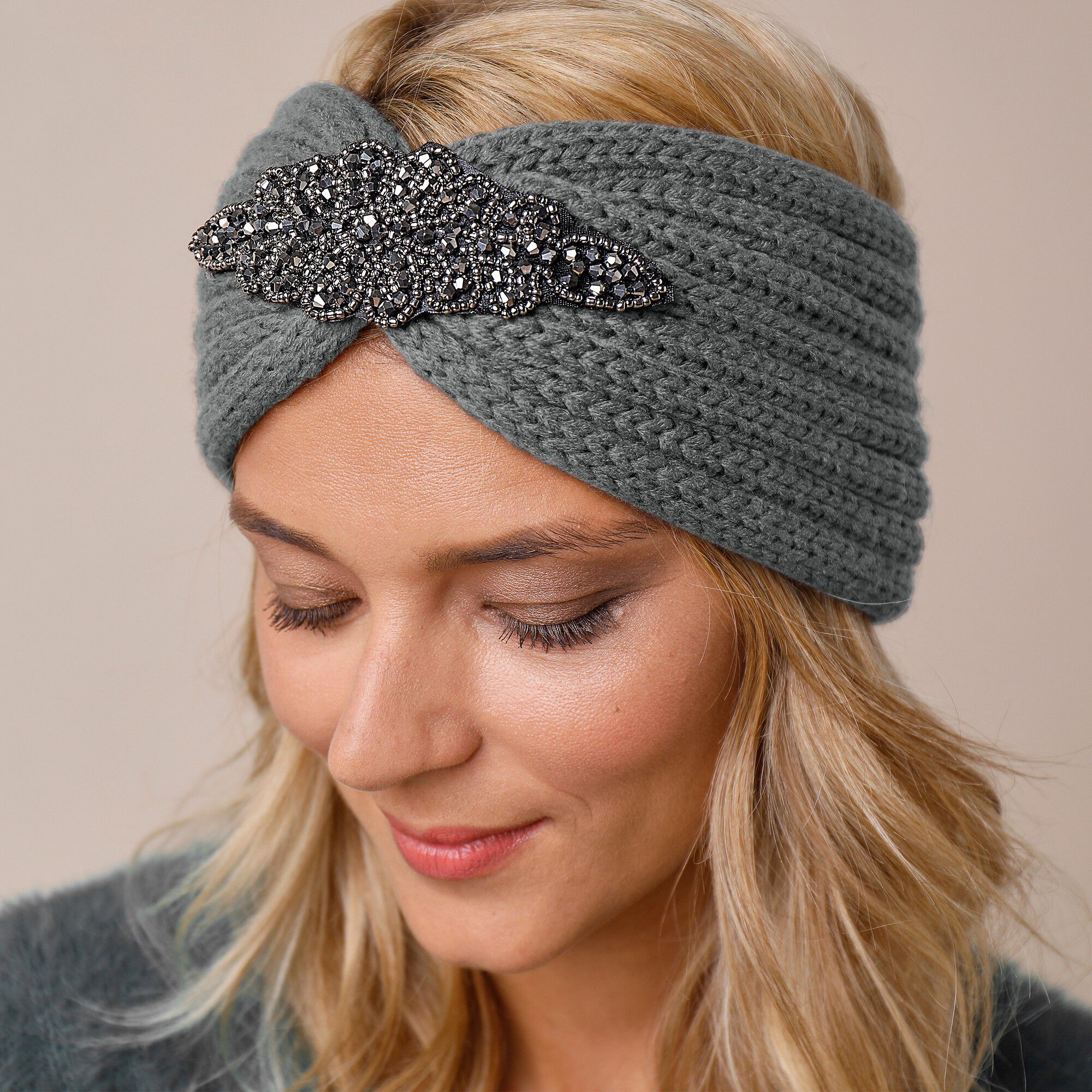 Headband en maille avec bijou