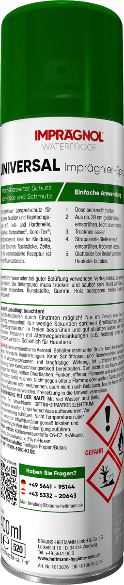 Imprägnier-Spray Universal, 100% PFC-frei, 400 ml