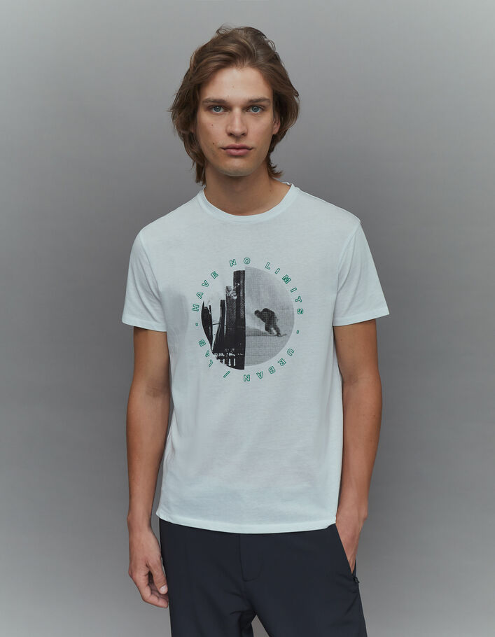 T-shirt blanc visuel buildings DRY FAST Homme