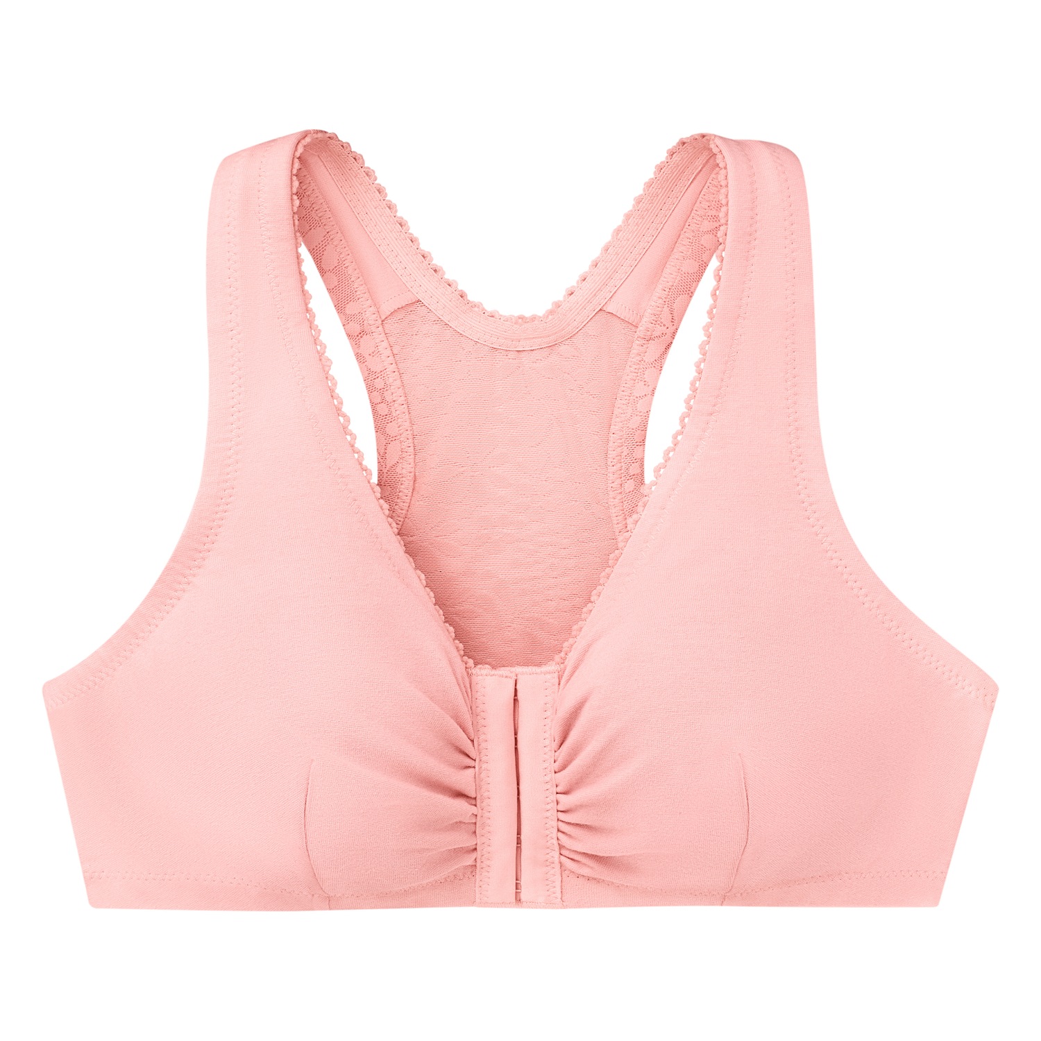 Baumwoll-BH mit Vorderverschluss und T-Rücken - Sanftes Pink