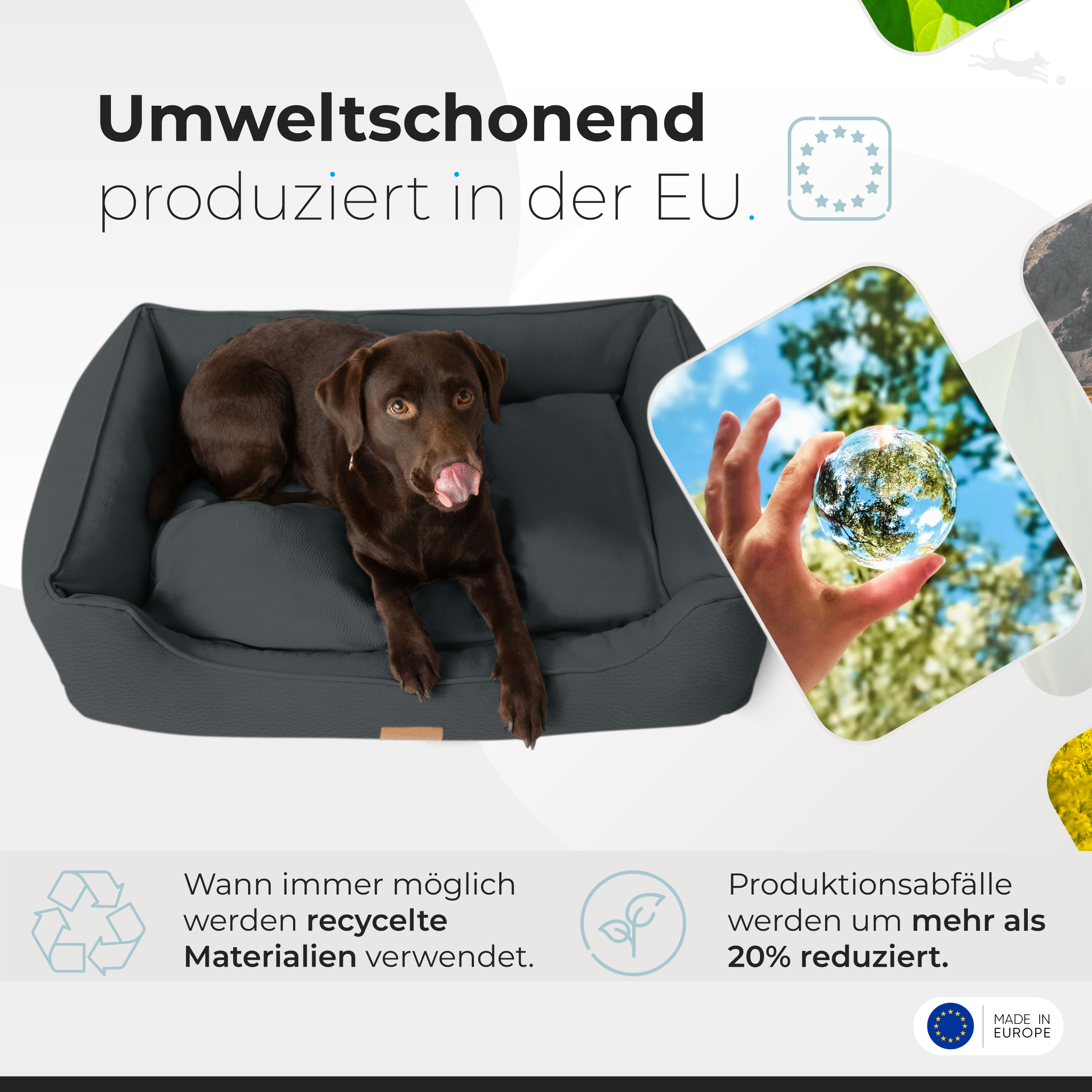 Freudentier Hundebetten Freudentier orthopädisches Hundebett anthrazit L