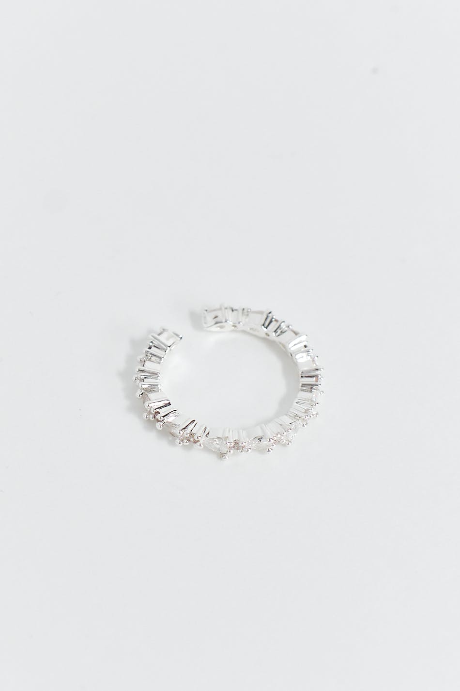 Crystal silver ring