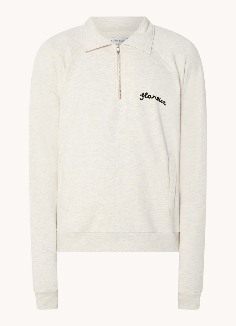 Svetr FLÂNEUR Signature s půlzipem a logem