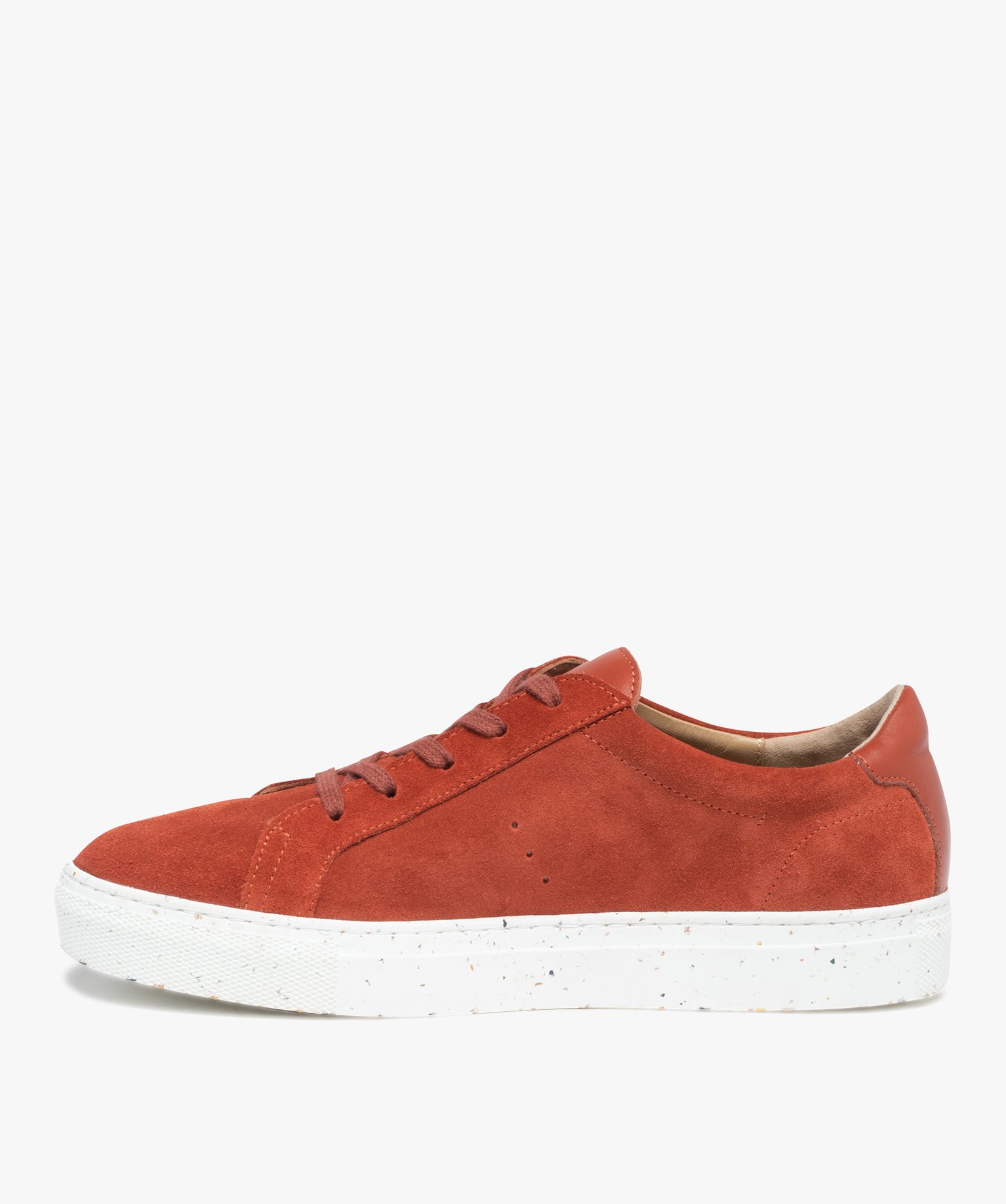 Baskets femme unies en cuir à lacets – Tanéo orange | GEMO