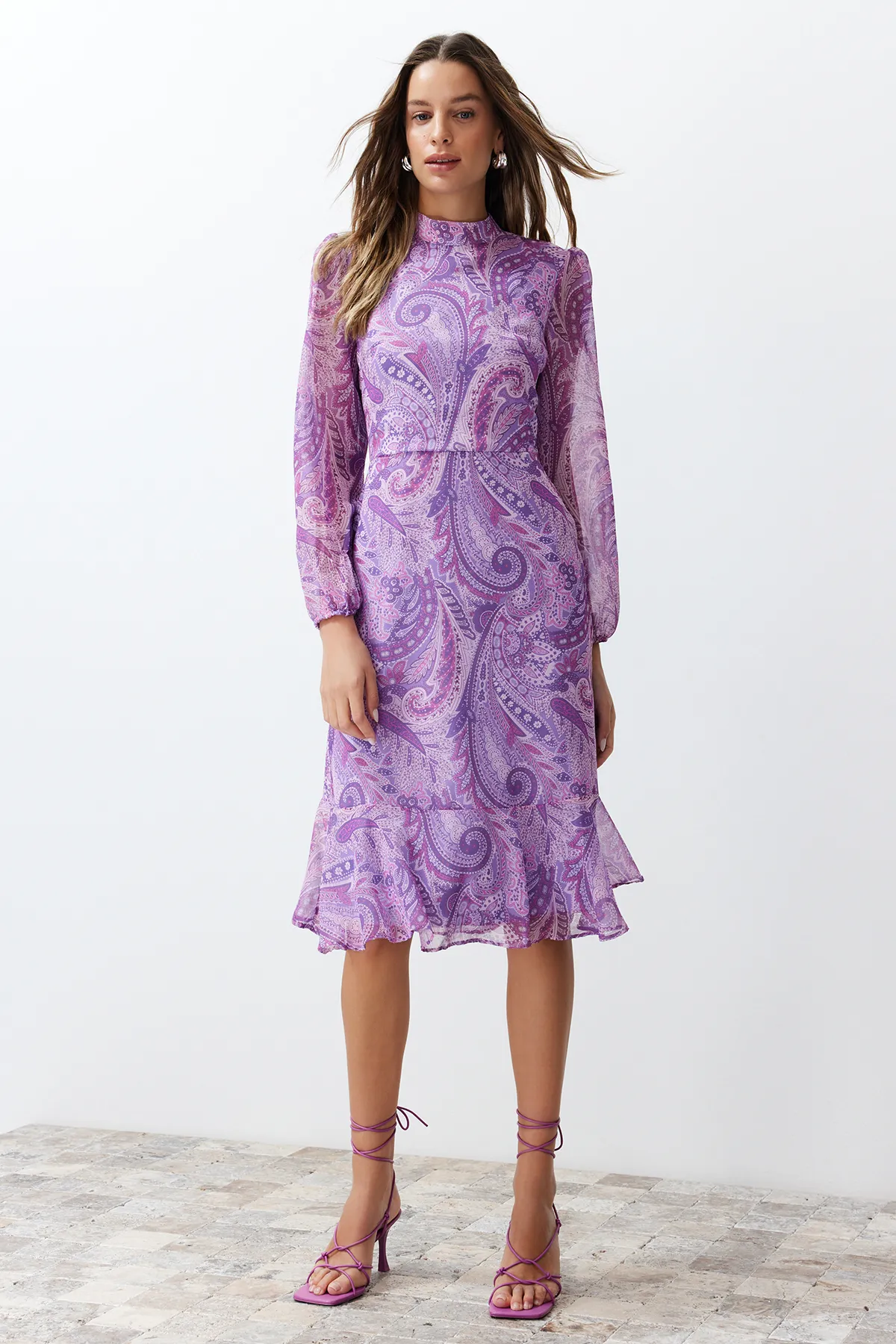 Trendyol Collection  Lila Schalmuster TWOAW23EL01436