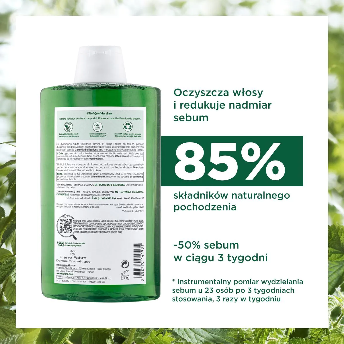 Klorane šampon s koprivom, 400 ml