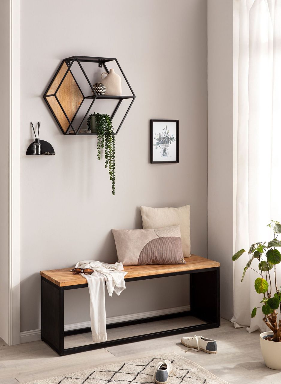 Wohnling Sitzbank Holz Steinoptik 120 cm Bettbank Schlafzimmer Flurbank Modern
