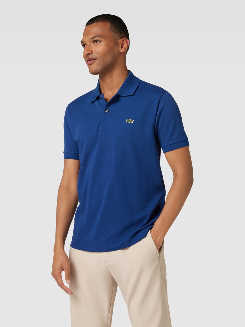 Poloshirt mit Logo-Stitching in dunkelblau