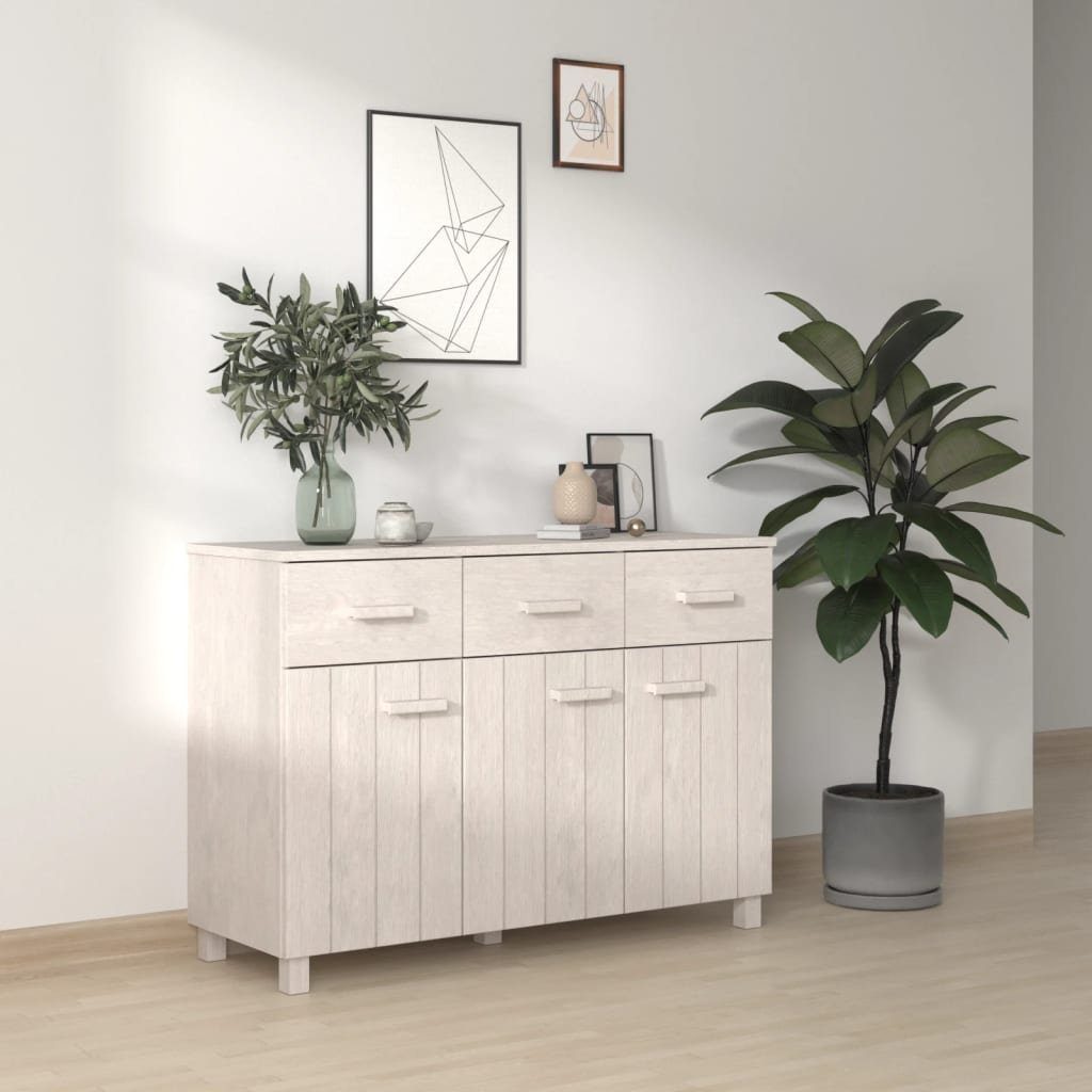 vidaXL Sideboard Sideboard HAMAR Weiß 113x40x80 cm Massivholz Kiefer (1 St)