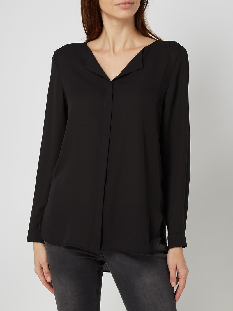 Bluse aus Chiffon mit verdeckter Knopfleiste in schwarz