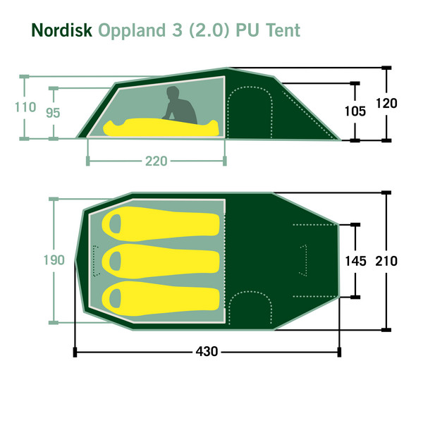 OPPLAND 3 (3.0) PU TENT - Tunnelzelt