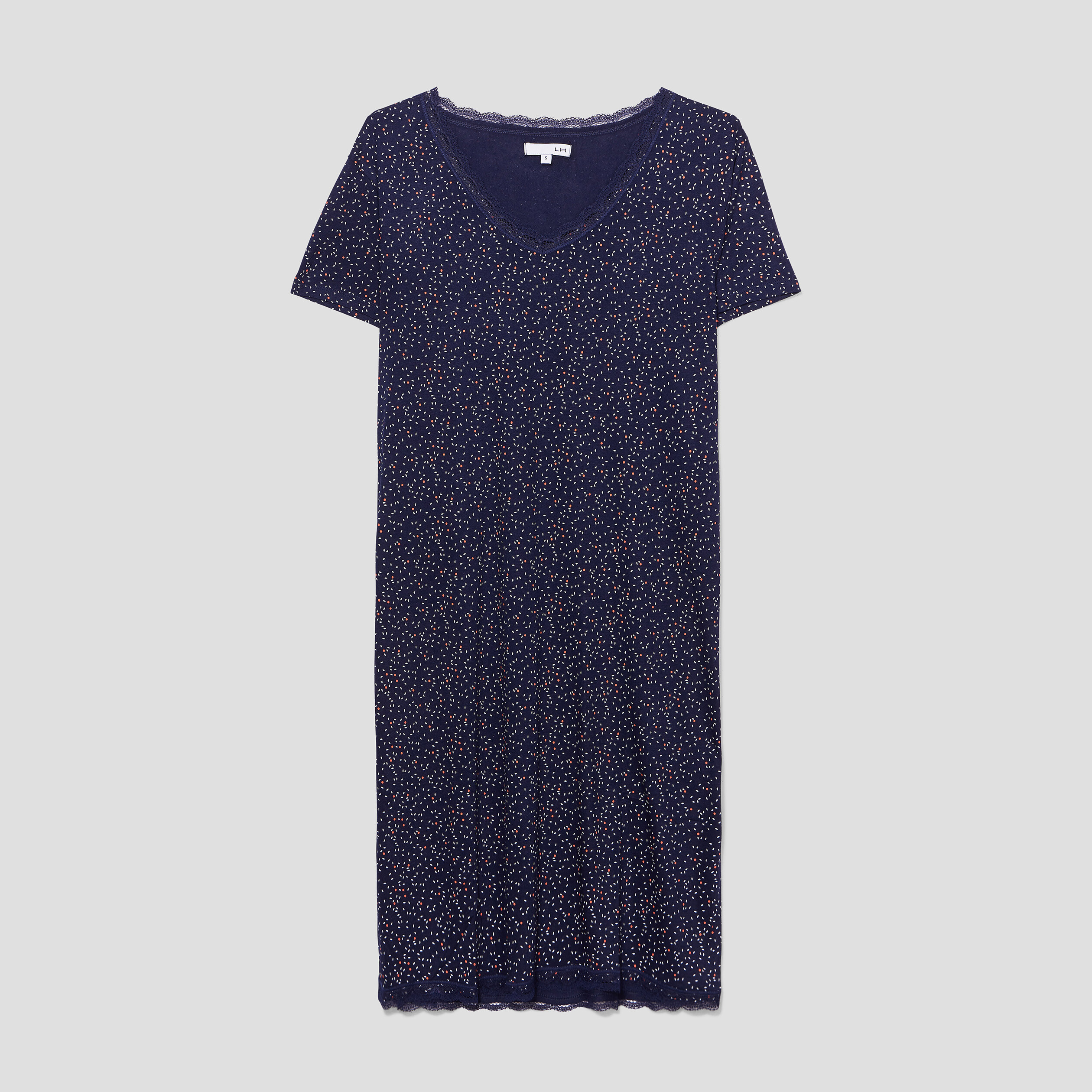 Chemise de nuit droite manches courtes bleu marine femme | La Halle