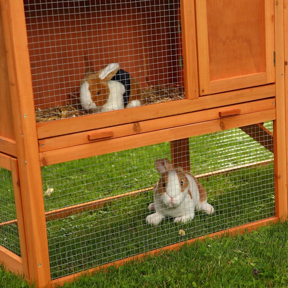 Melko Kleintierstall Kaninchenstall Hasenstall Kleintierstall Holz Braun Hasenkäfig Kaninchenkäfig Freigehege XXL Hühnerstall Hamster, Wetterfest