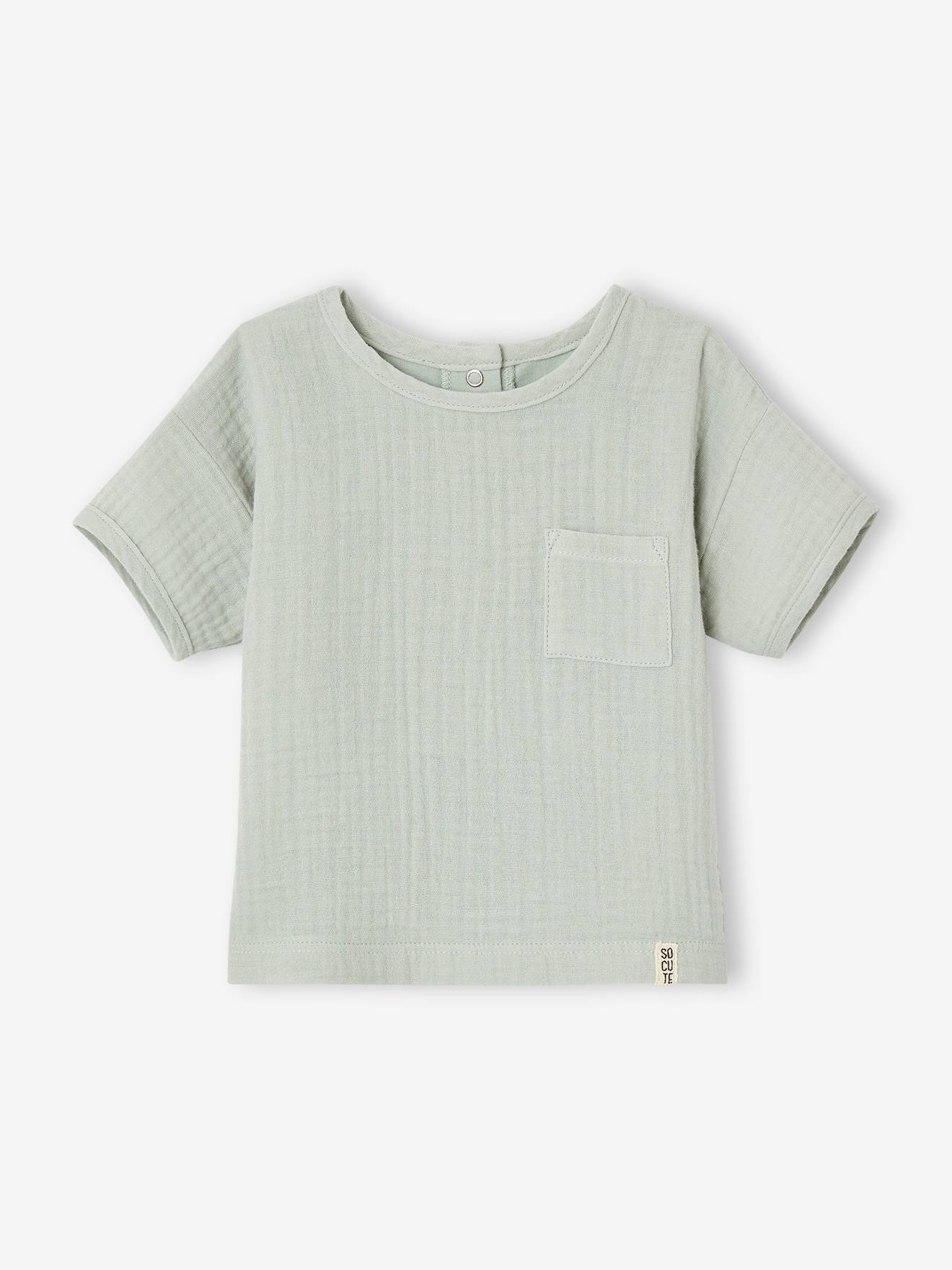 Vertbaudet Baby T-Shirt mit Materialmix - aqua