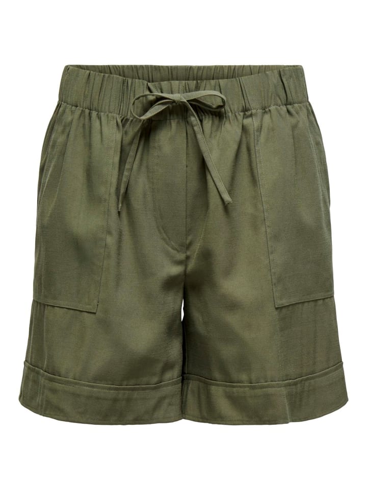 JACQUELINE de YONG Shorts elastische Taille Kordelzug Seitentaschen bequem in Olive günstig kaufen XL