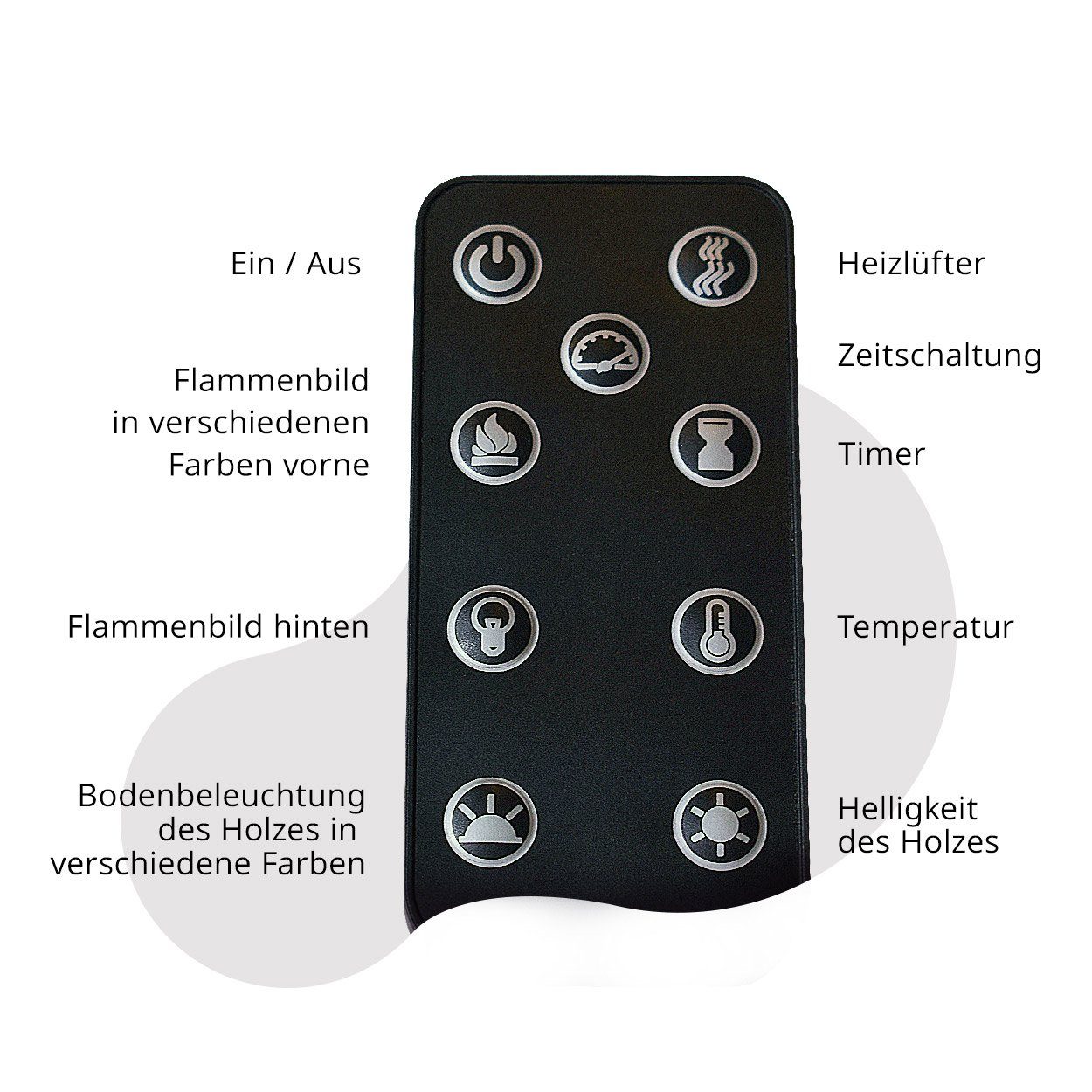 GLOW FIRE Elektrokamin Insert Tetris Wandkamin elektrisch mit Heizung, Elektrischer Kamin mit Fernbedienung, Timer, 3D Flammenspiel, LED Feuer