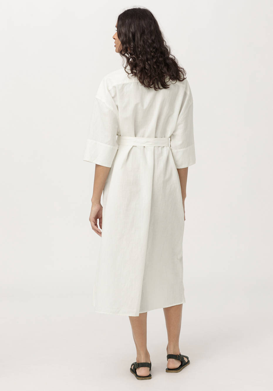 Hemdblusen-Kleid aus Bio-Baumwolle mit Leinen