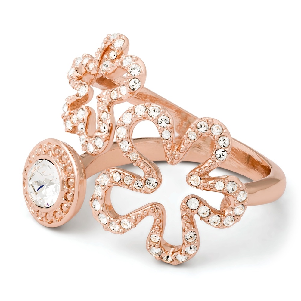 Pippa&Jean Bague tendance Fleur Laiton Orné de cristaux Swarovski en Or rose Bague