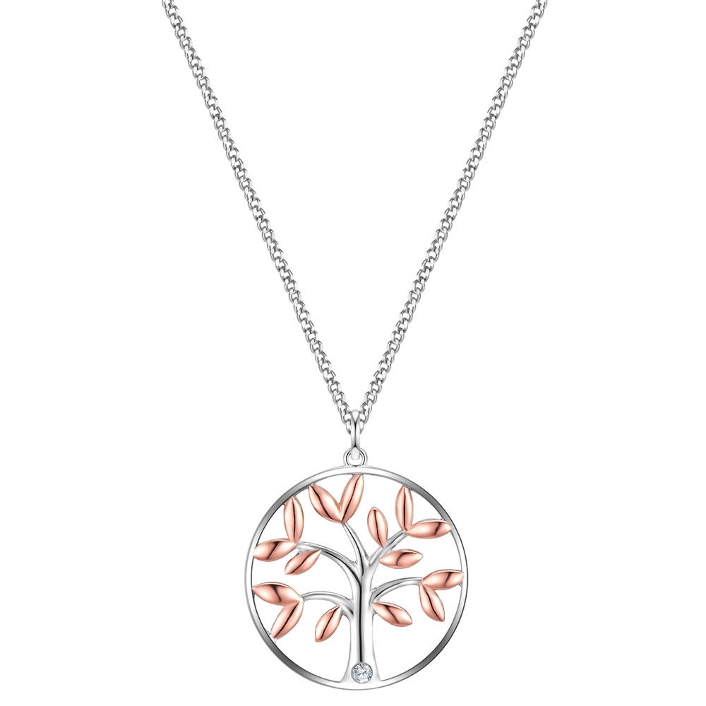 Glanzstücke München Chaîne Arbre de vie Argent sterling Lab Grown Diamond en Argent/or rose collier